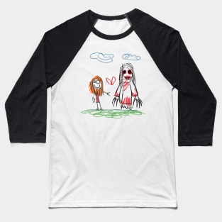 Nightmarish Scribbles: Unsettling Horrors Unveiled in Children's Drawings Baseball T-Shirt